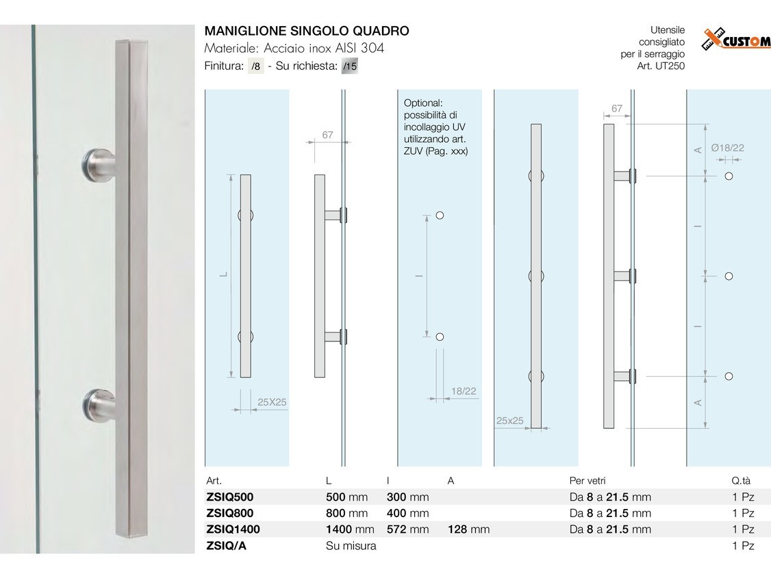 Maniglione singolo quadro Logli Massimo Saint Gobain