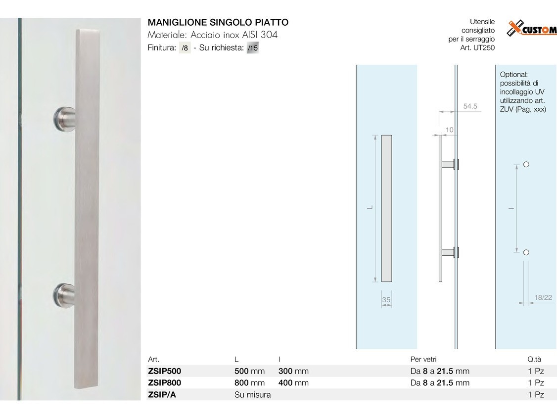 Maniglione singolo piatto Logli Massimo Saint Gobain