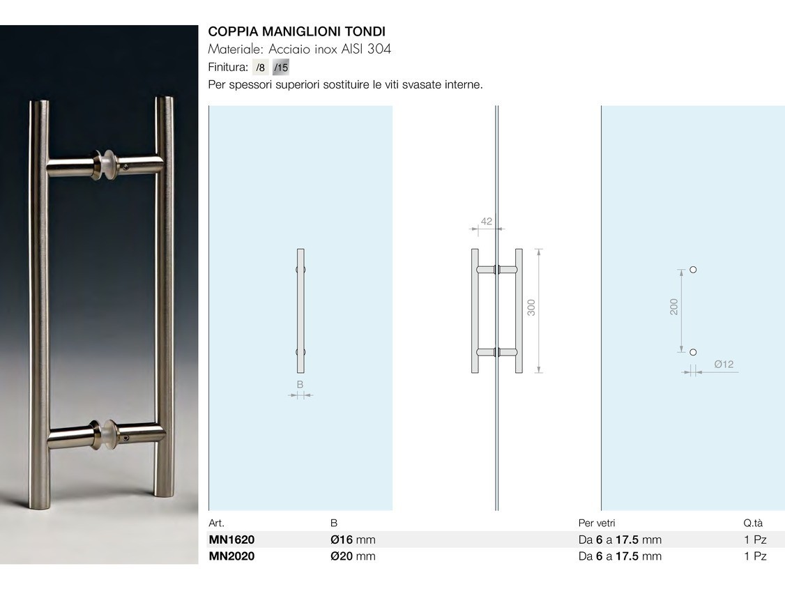 Coppia maniglioni tondi Logli Massimo Saint Gobain