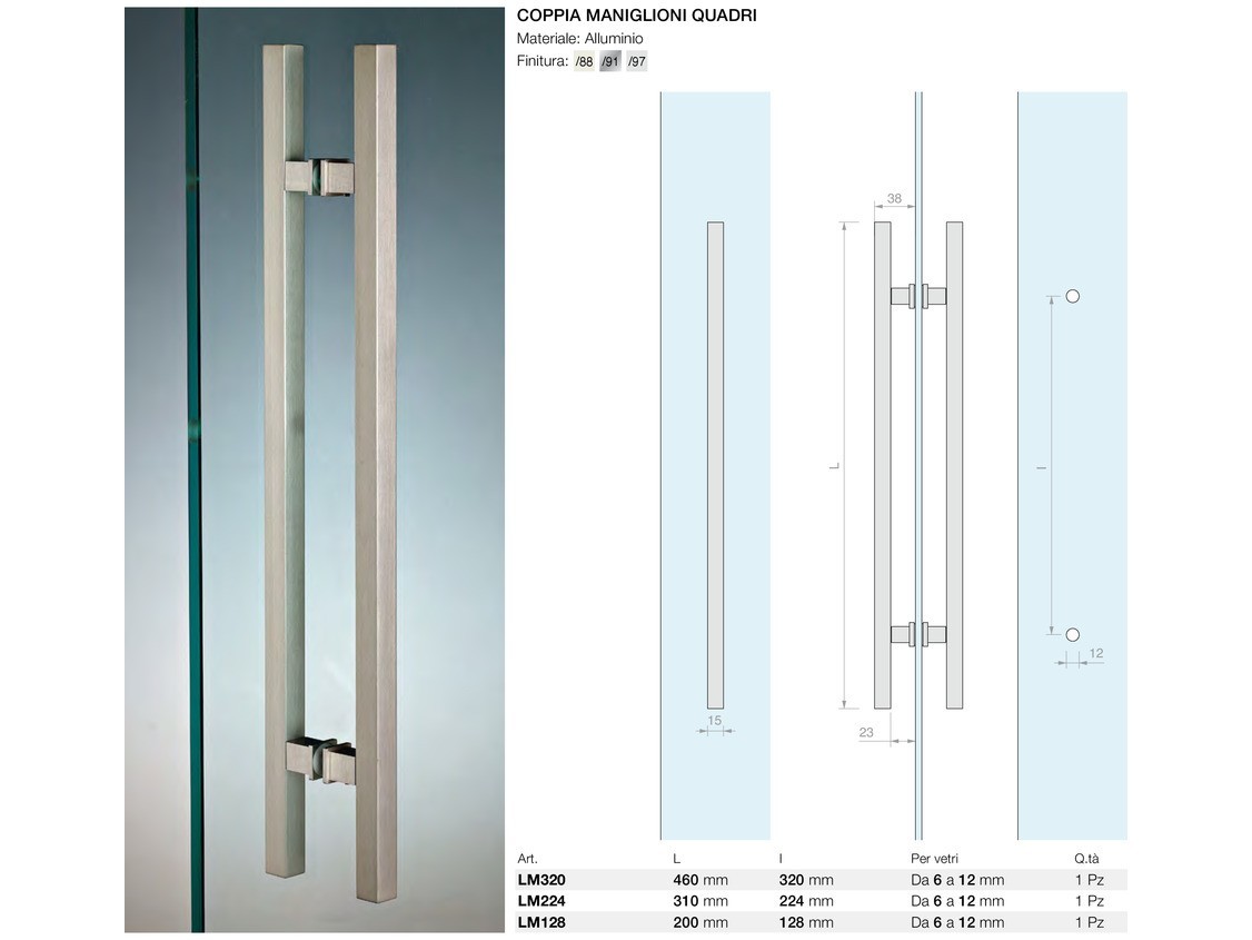 Coppia maniglioni quadri Logli Massimo Saint Gobain