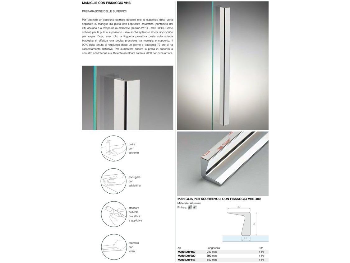 Maniglia per scorrevoli con fissaggio vhb 400 Logli Massimo Saint Gobain
