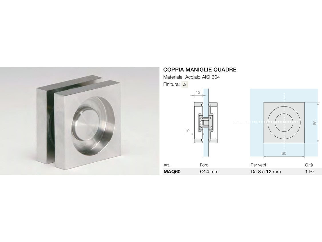 Coppia maniglie quadre Logli Massimo Saint Gobain