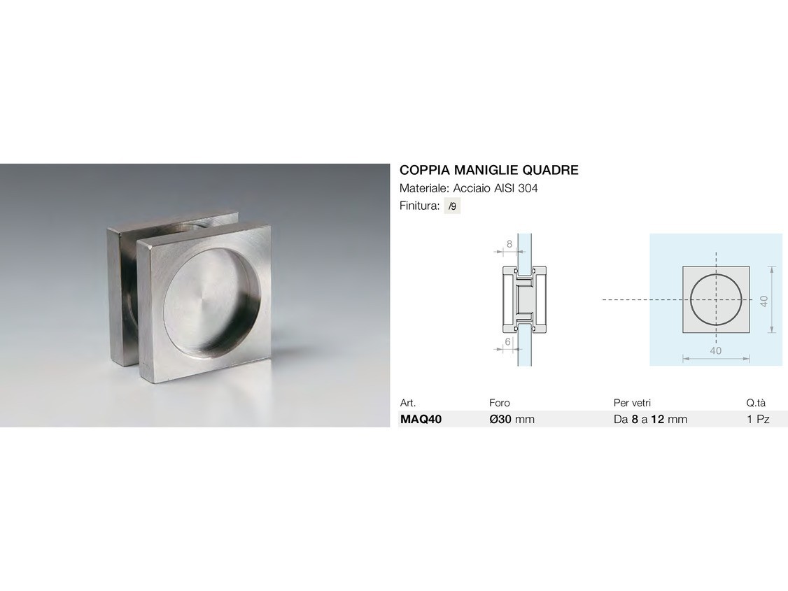 Coppia maniglie quadre Logli Massimo Saint Gobain