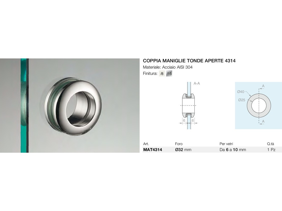 Coppia maniglie tonde aperte 4314 Logli Massimo Saint Gobain