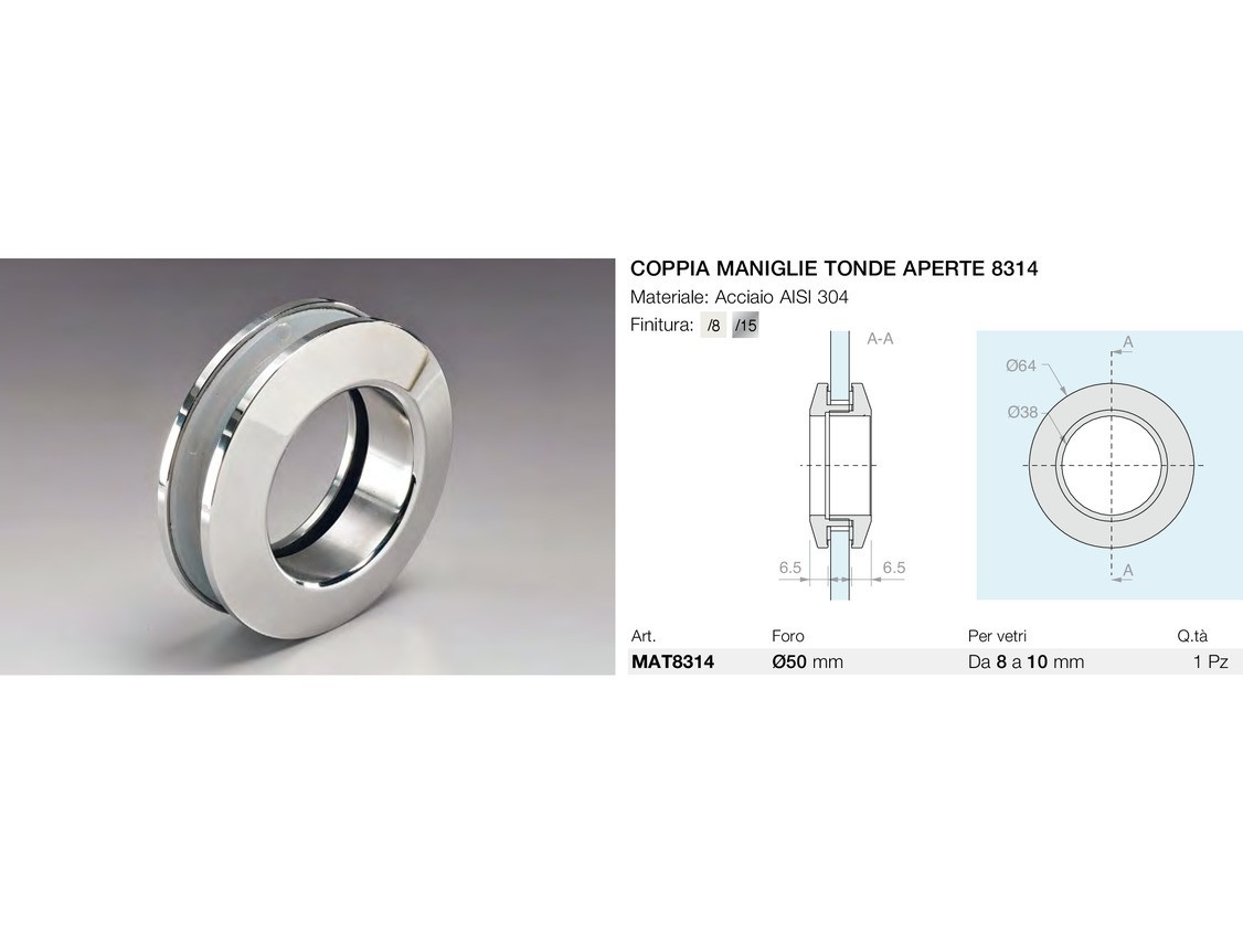 Coppia maniglie tonde aperte 8314 Logli Massimo Saint Gobain