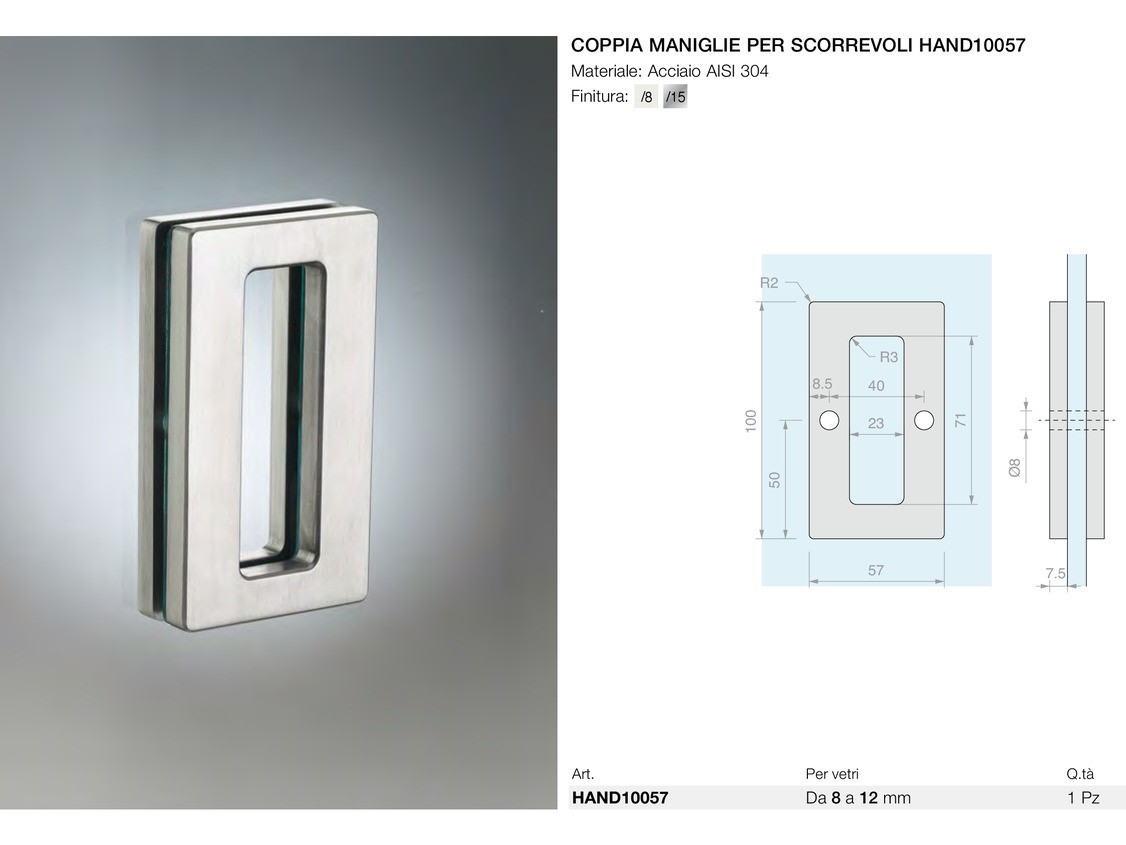 Coppia maniglie per scorrevoli hand10057 Logli Massimo Saint Gobain