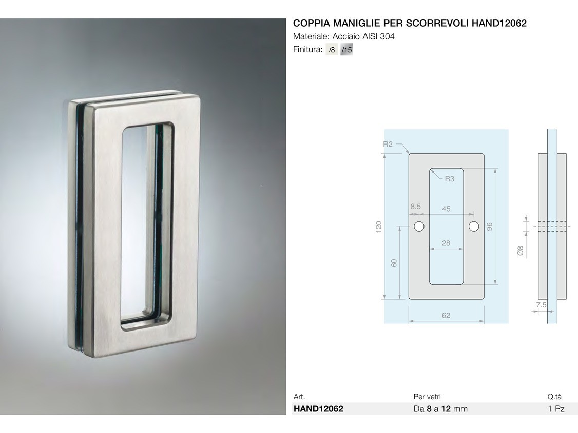 Coppia maniglie per scorrevoli hand12062 Logli Massimo Saint Gobain