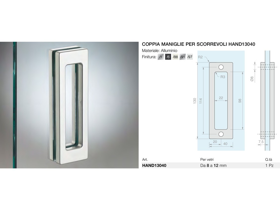 Coppia maniglie per scorrevoli hand13040 Logli Massimo Saint Gobain