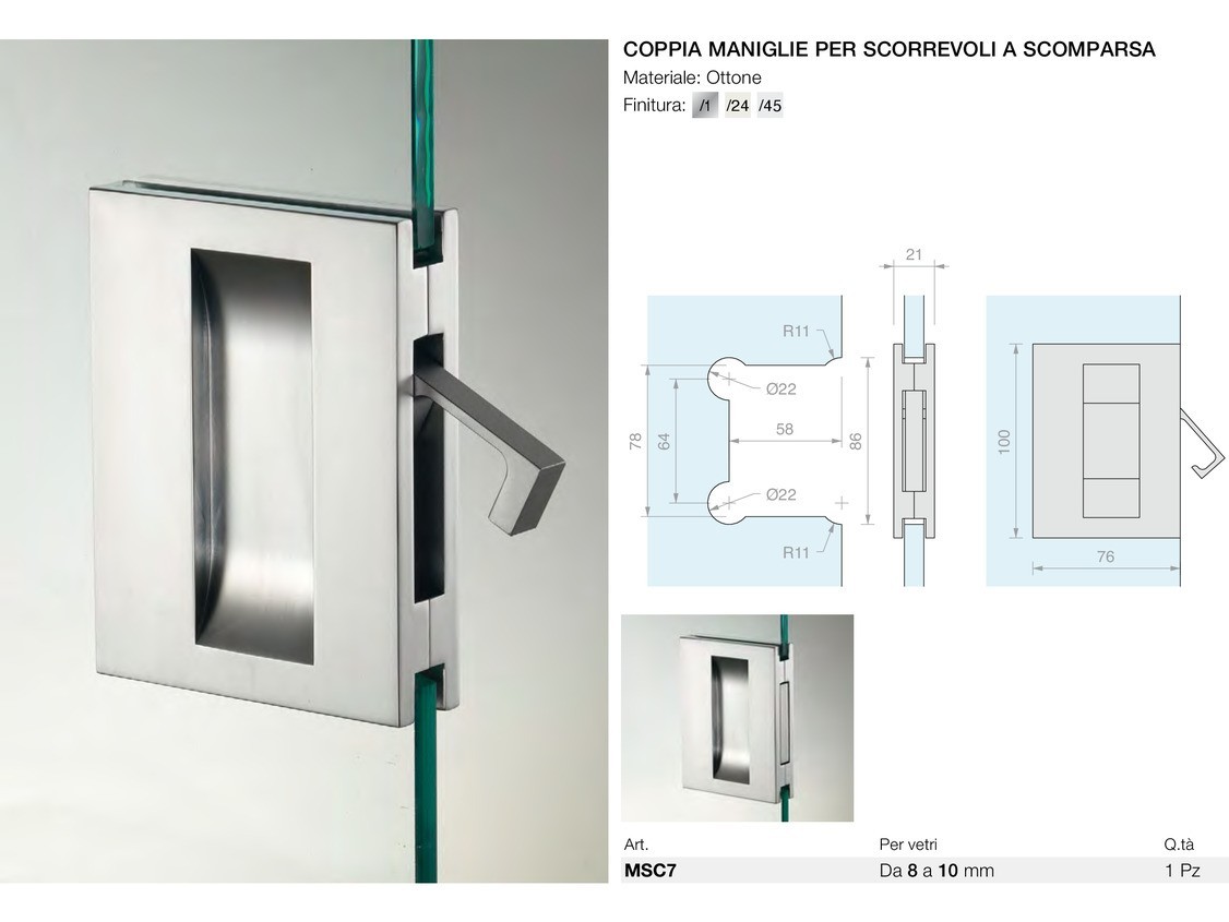 Coppia maniglie per scorrevoli a scomparsa Logli Massimo Saint Gobain