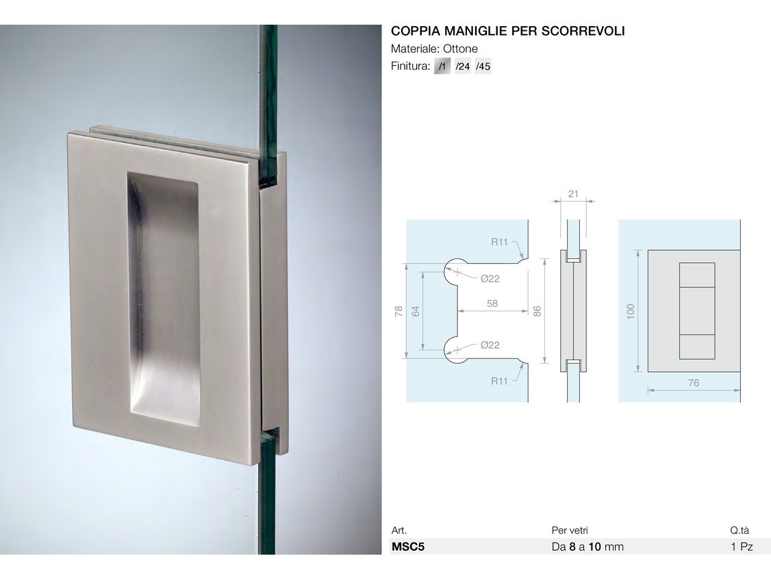 Coppia maniglie per scorrevoli Logli Massimo Saint Gobain