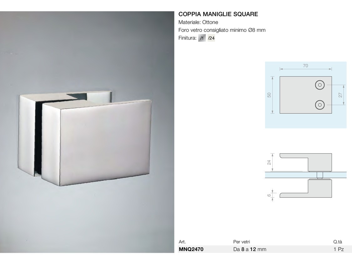 Coppia maniglie square Logli Massimo Saint Gobain