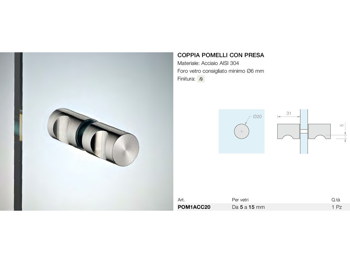 Coppia pomelli con presa Logli Massimo Saint Gobain