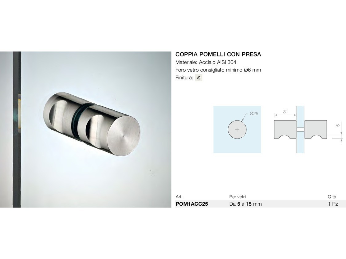 Coppia pomelli con presa Logli Massimo Saint Gobain