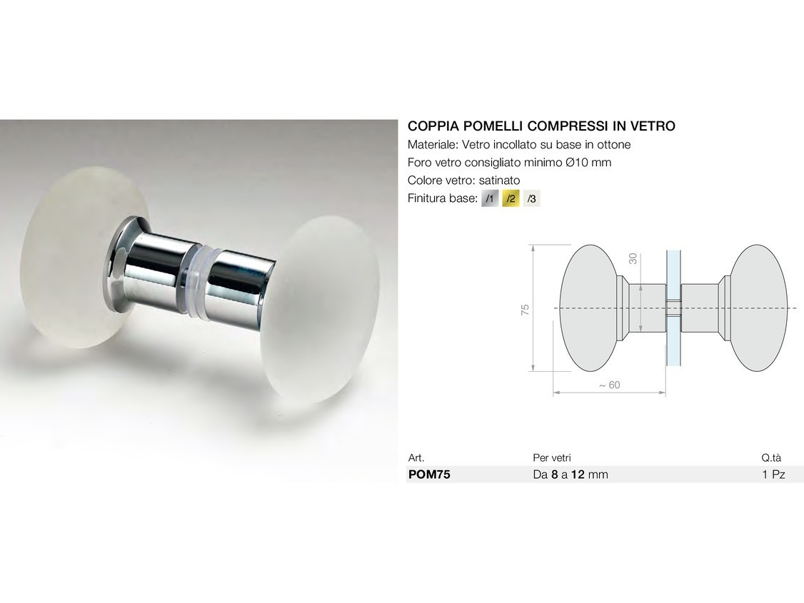 Coppia pomelli compressi in vetro Logli Massimo Saint Gobain