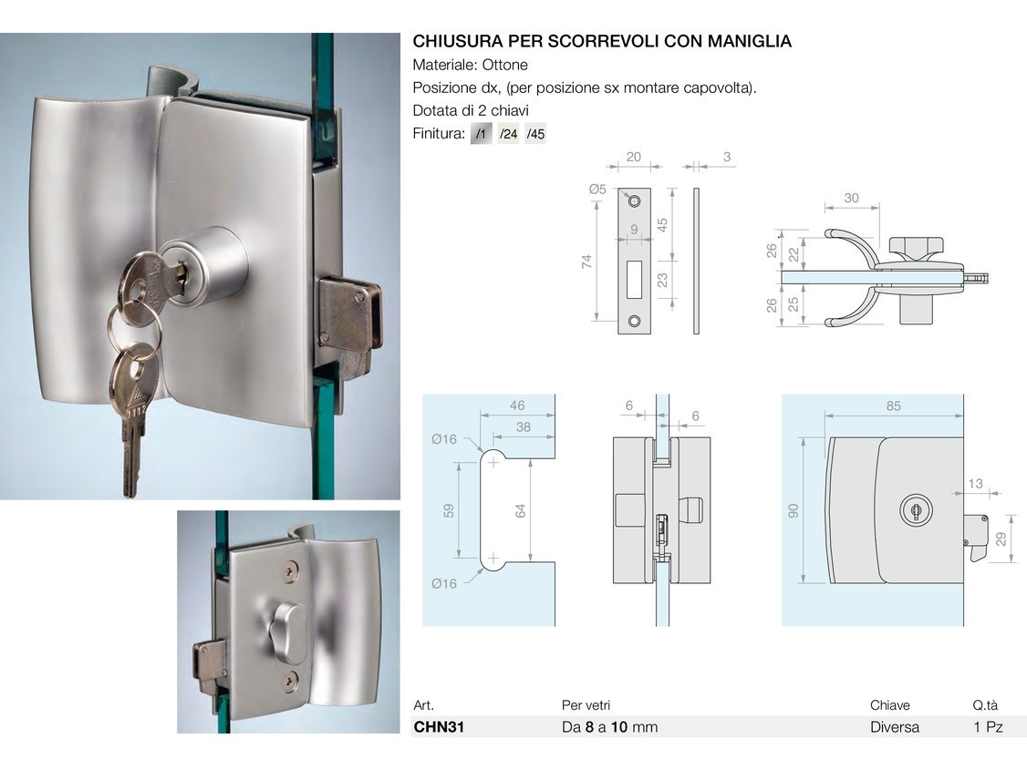 Chiusura per scorrevoli con maniglia Logli Massimo Saint Gobain