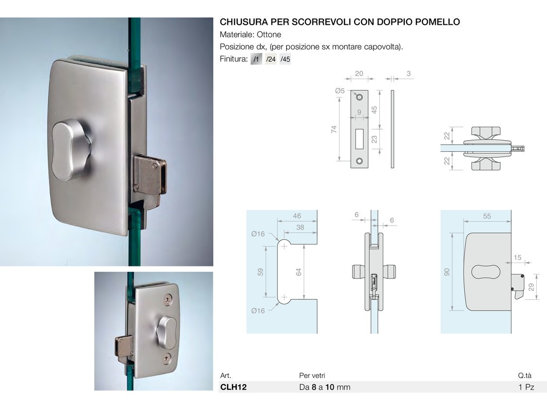 Chiusura per scorrevoli con doppio pomello Logli Massimo Saint Gobain