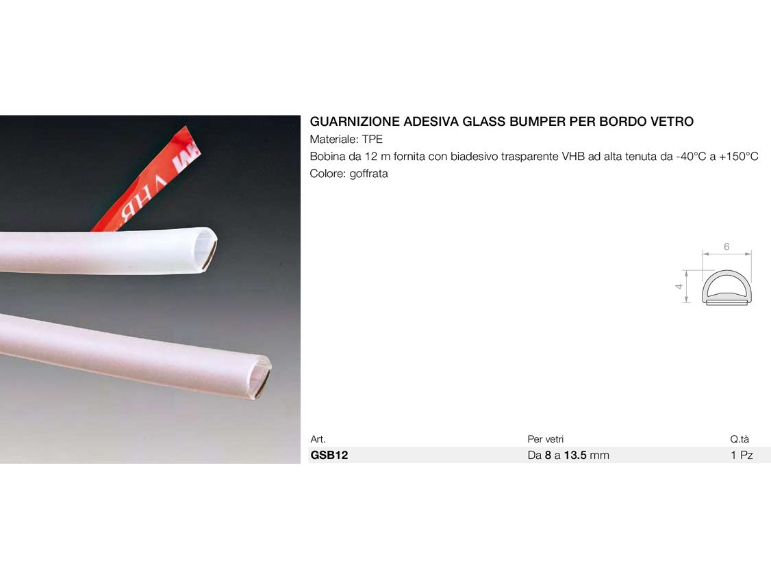 Guarnizione adesiva glass bumper per bordo vetro Logli Massimo Saint Gobain