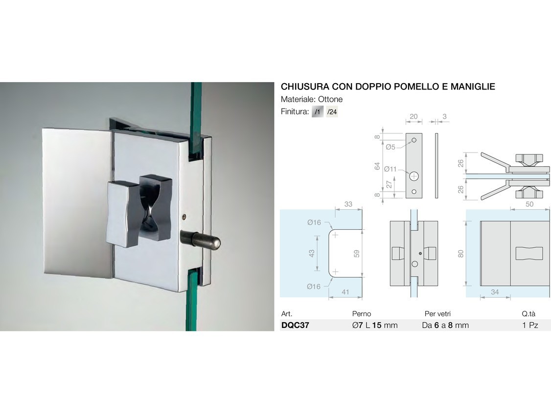 Chiusura con doppio pomello e maniglie Logli Massimo Saint Gobain