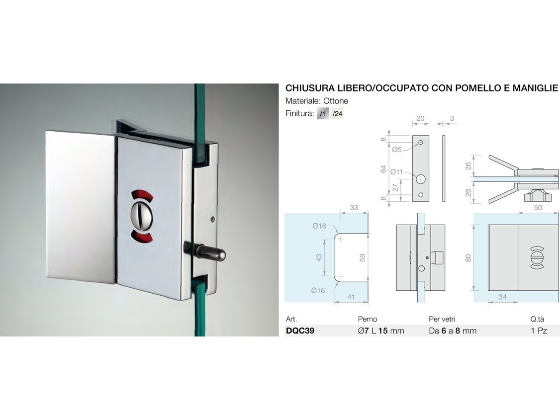 Chiusura libero/occupato con pomello e maniglie Logli Massimo Saint Gobain