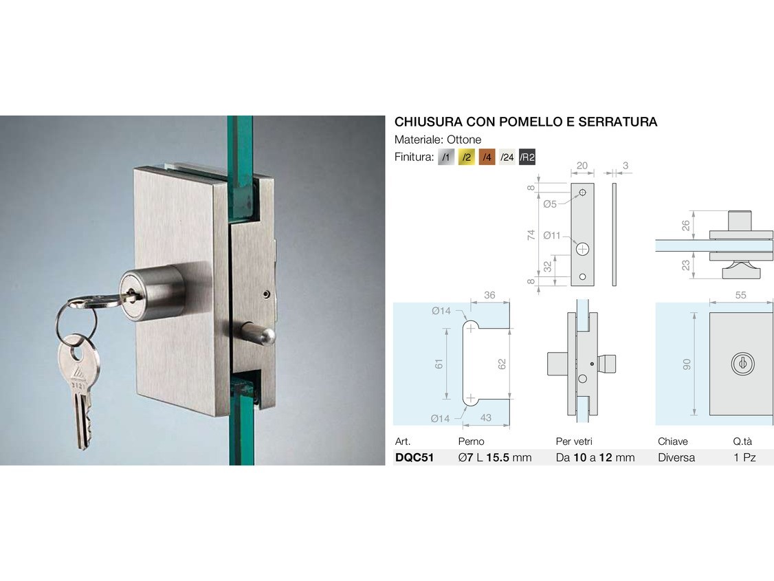 Chiusura con pomello e serratura Logli Massimo Saint Gobain