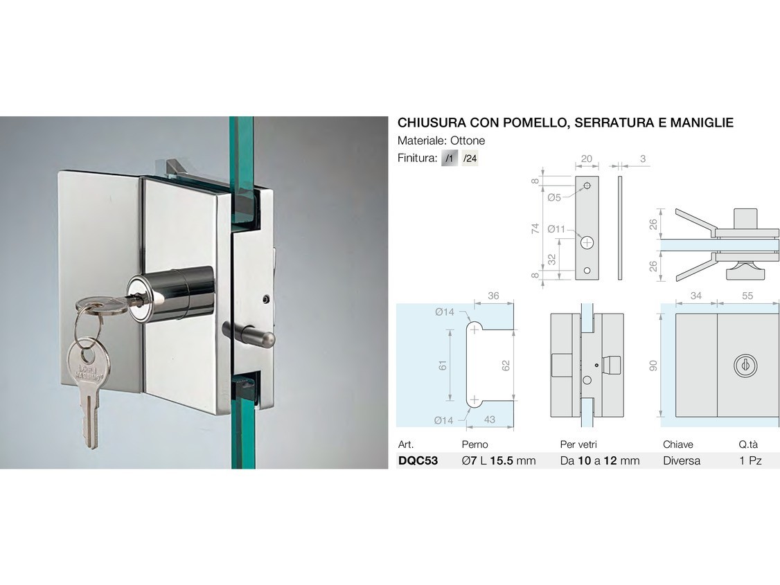 Chiusura con pomello serratura e maniglie Logli Massimo Saint Gobain