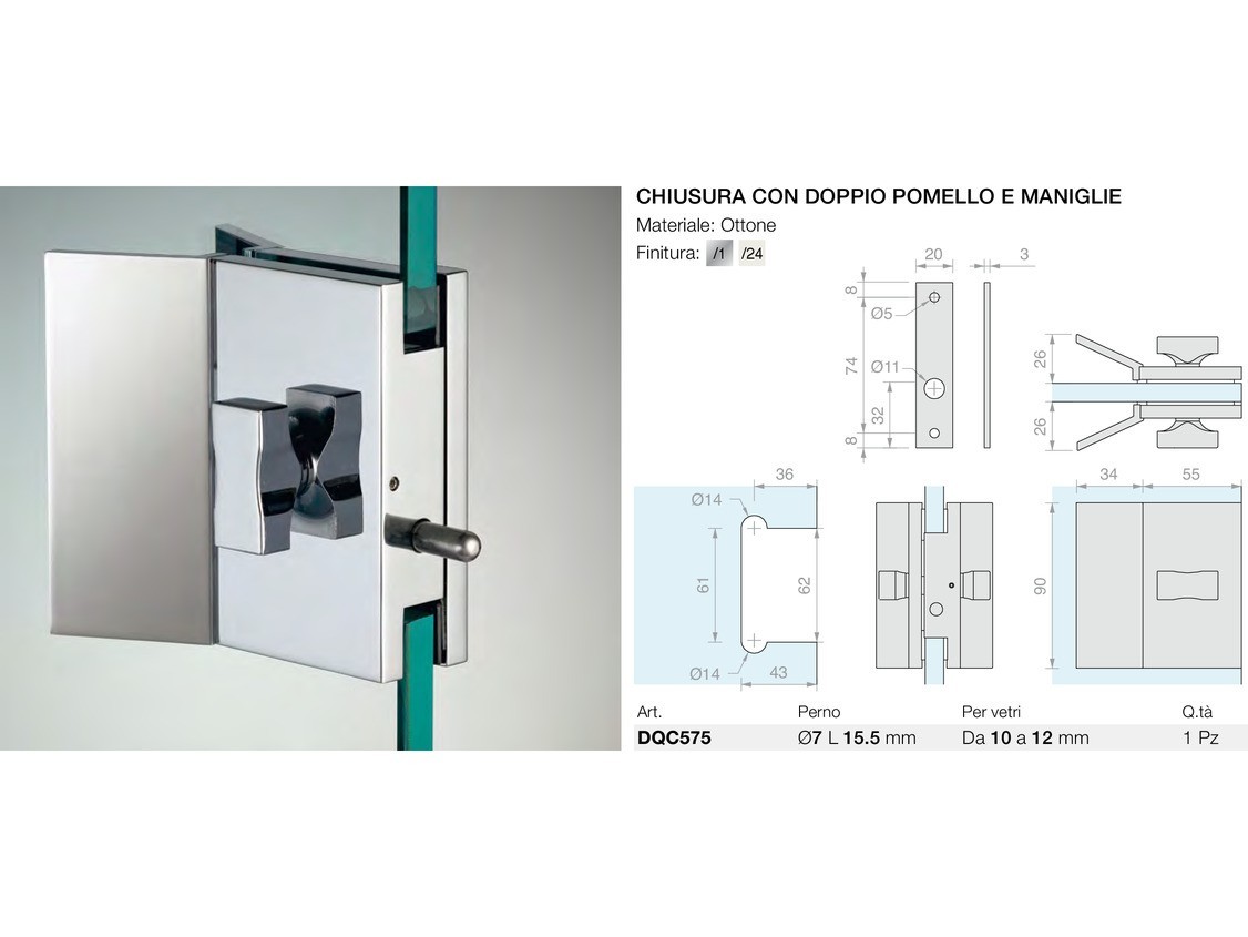 Chiusura con doppio pomello e maniglie Logli Massimo Saint Gobain