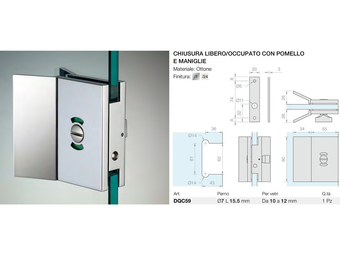 Chiusura libero/occupato con pomello e maniglie Logli Massimo Saint Gobain