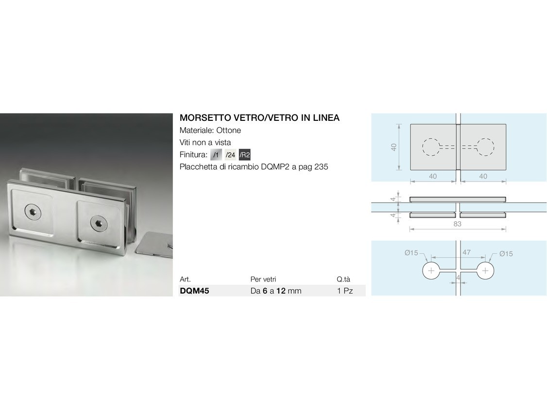 Morsetto vetro/vetro in linea Logli Massimo Saint Gobain