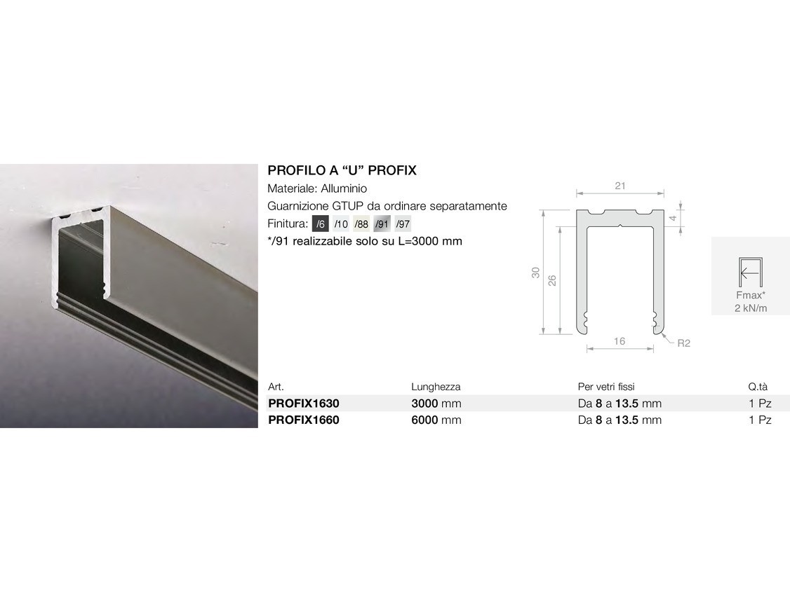 Profilo a “u” profix Logli Massimo Saint Gobain