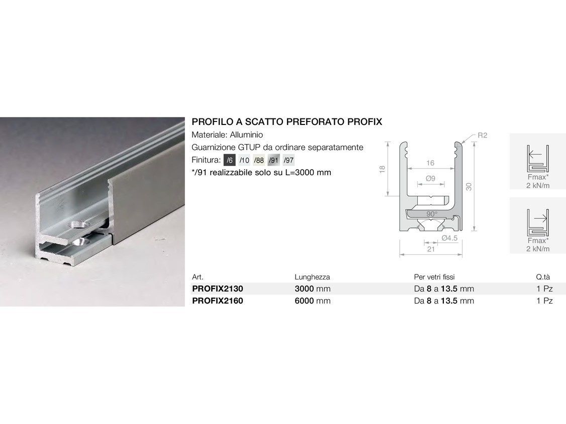 Profilo a scatto preforato profix Logli Massimo Saint Gobain