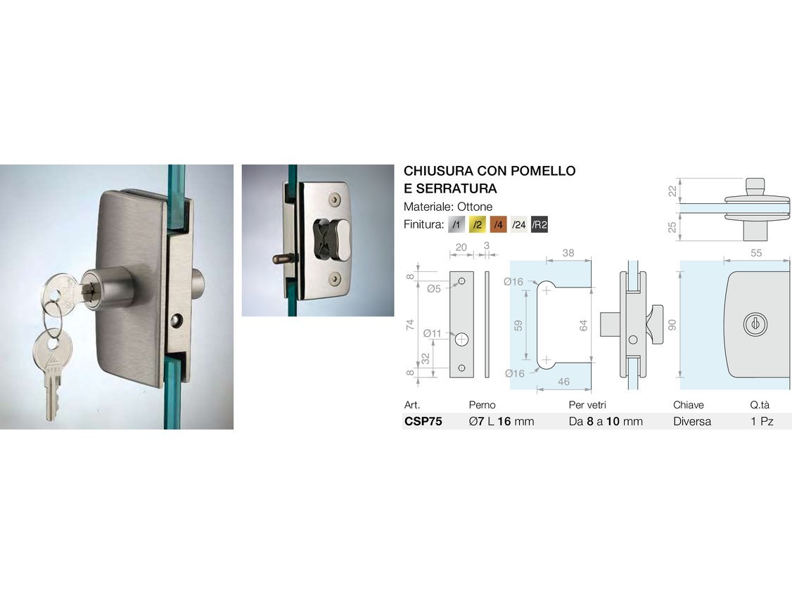 Chiusura con pomello e serratura Logli Massimo Saint Gobain