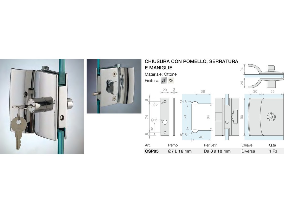 Chiusura con pomello serratura e maniglie Logli Massimo Saint Gobain