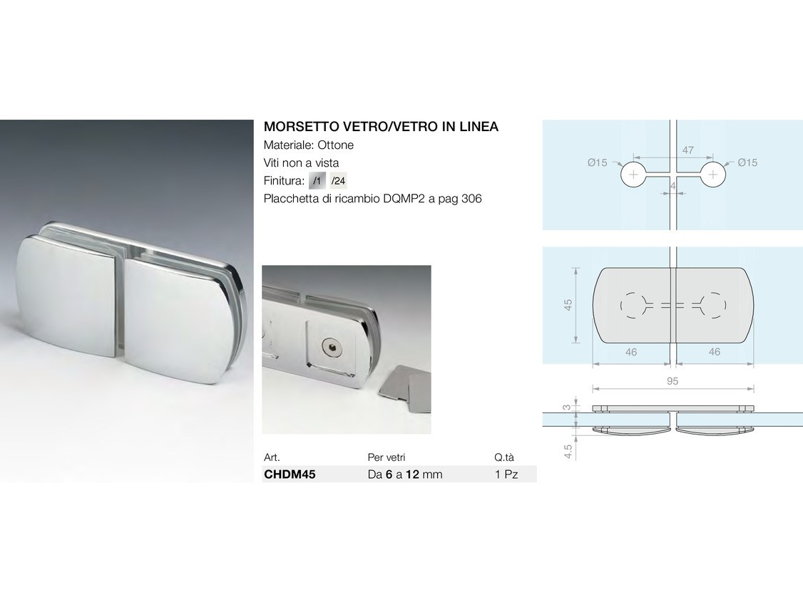 Morsetto vetro/vetro in linea Logli Massimo Saint Gobain