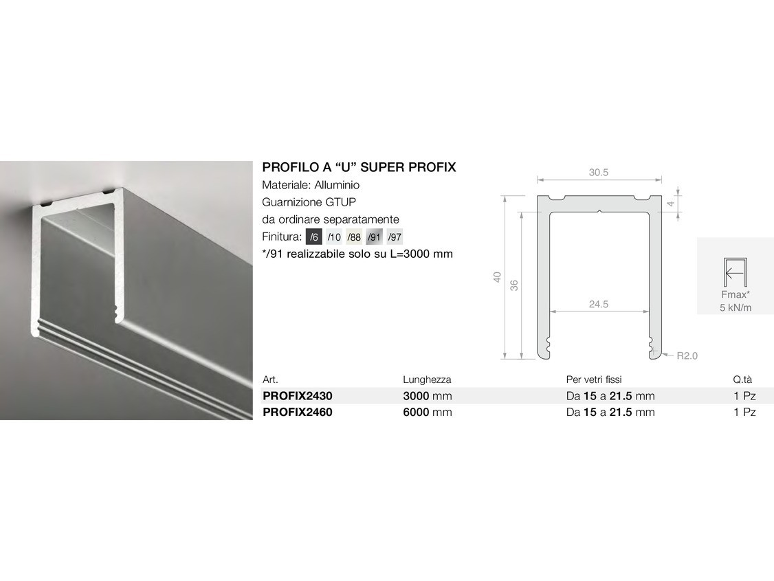 Profilo a “u” super profix Logli Massimo Saint Gobain