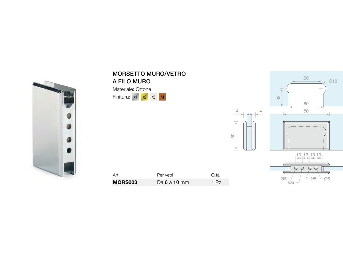 Morsetto muro/vetro a filo muro Logli Massimo Saint Gobain