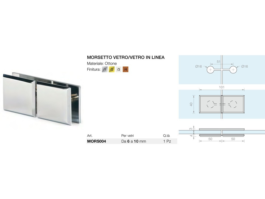 Morsetto vetro/vetro in linea Logli Massimo Saint Gobain