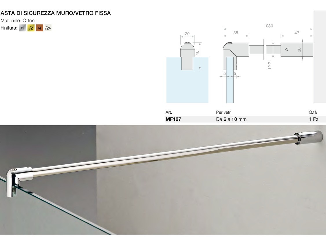 Asta di sicurezza muro/vetro fissa Logli Massimo Saint Gobain