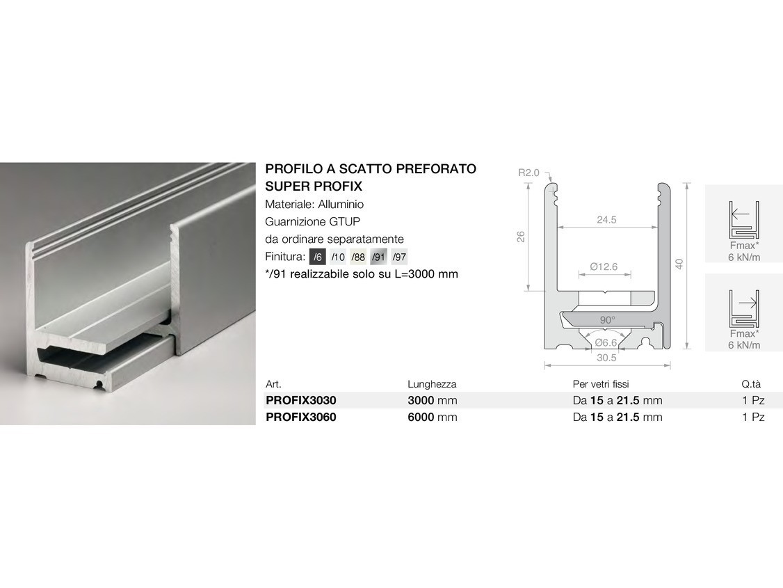 Profilo a scatto preforato super profix Logli Massimo Saint Gobain