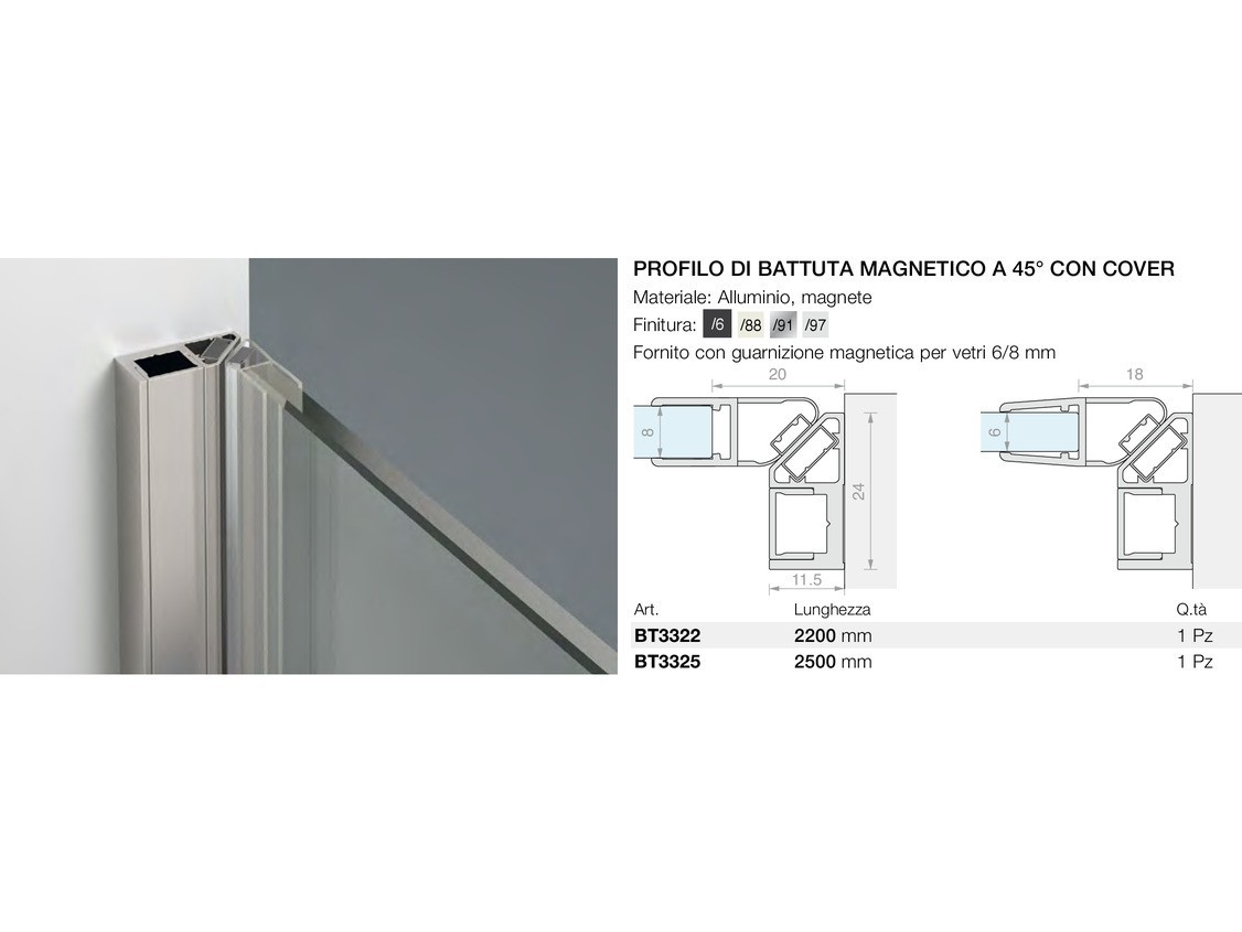 Profilo di battuta magnetico a 45° con cover Logli Massimo Saint Gobain