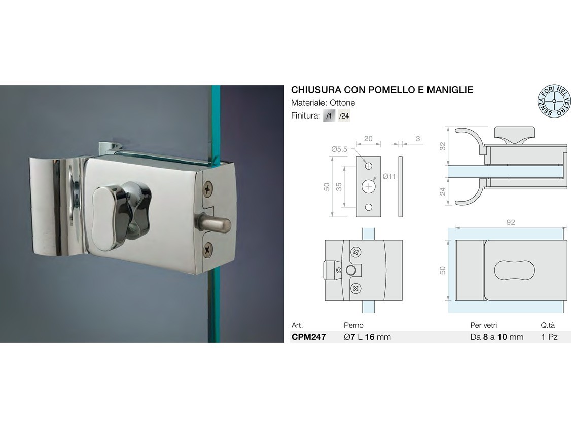 Chiusura con pomello e maniglie Logli Massimo Saint Gobain