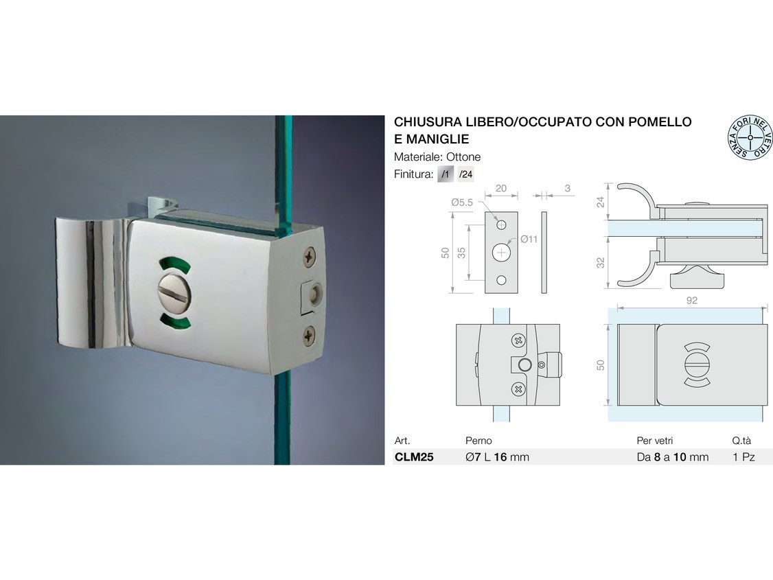 Chiusura libero/occupato con pomello e maniglie Logli Massimo Saint Gobain