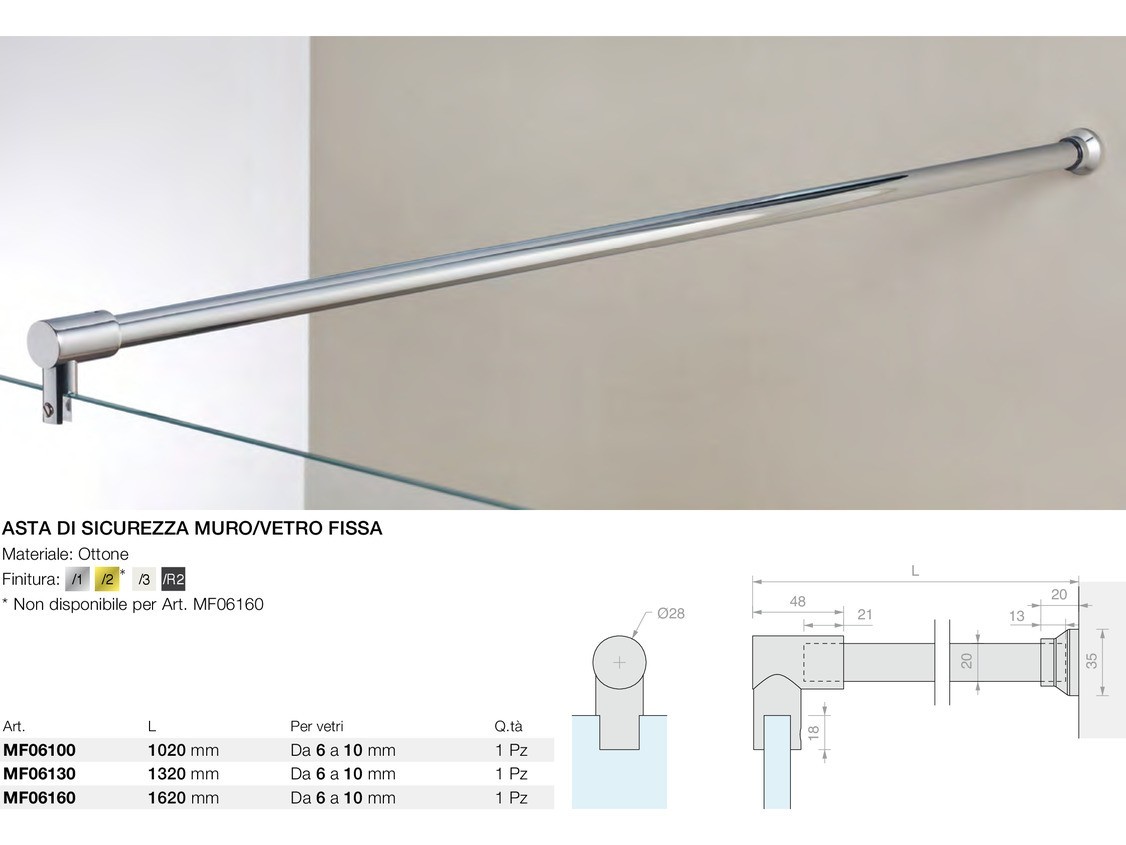 Asta di sicurezza muro/vetro fissa Logli Massimo Saint Gobain