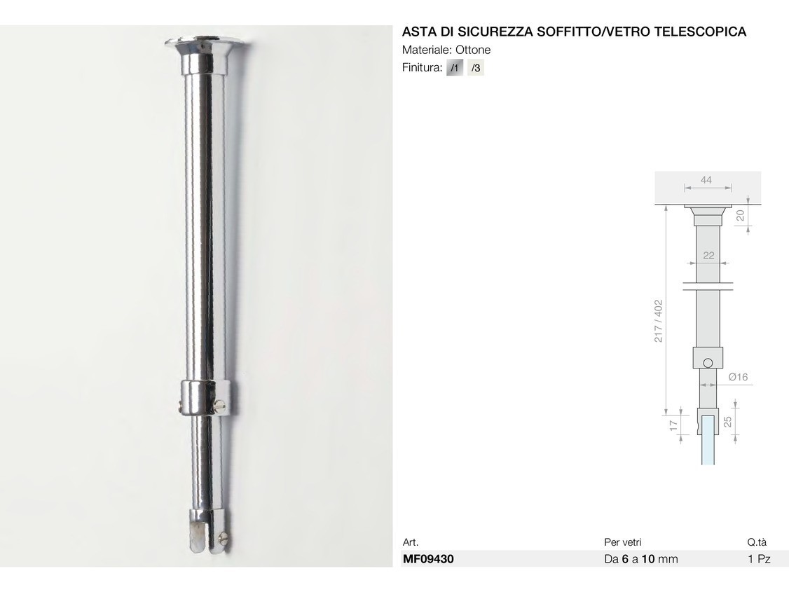 Asta di sicurezza soffitto/vetro telescopica Logli Massimo Saint Gobain