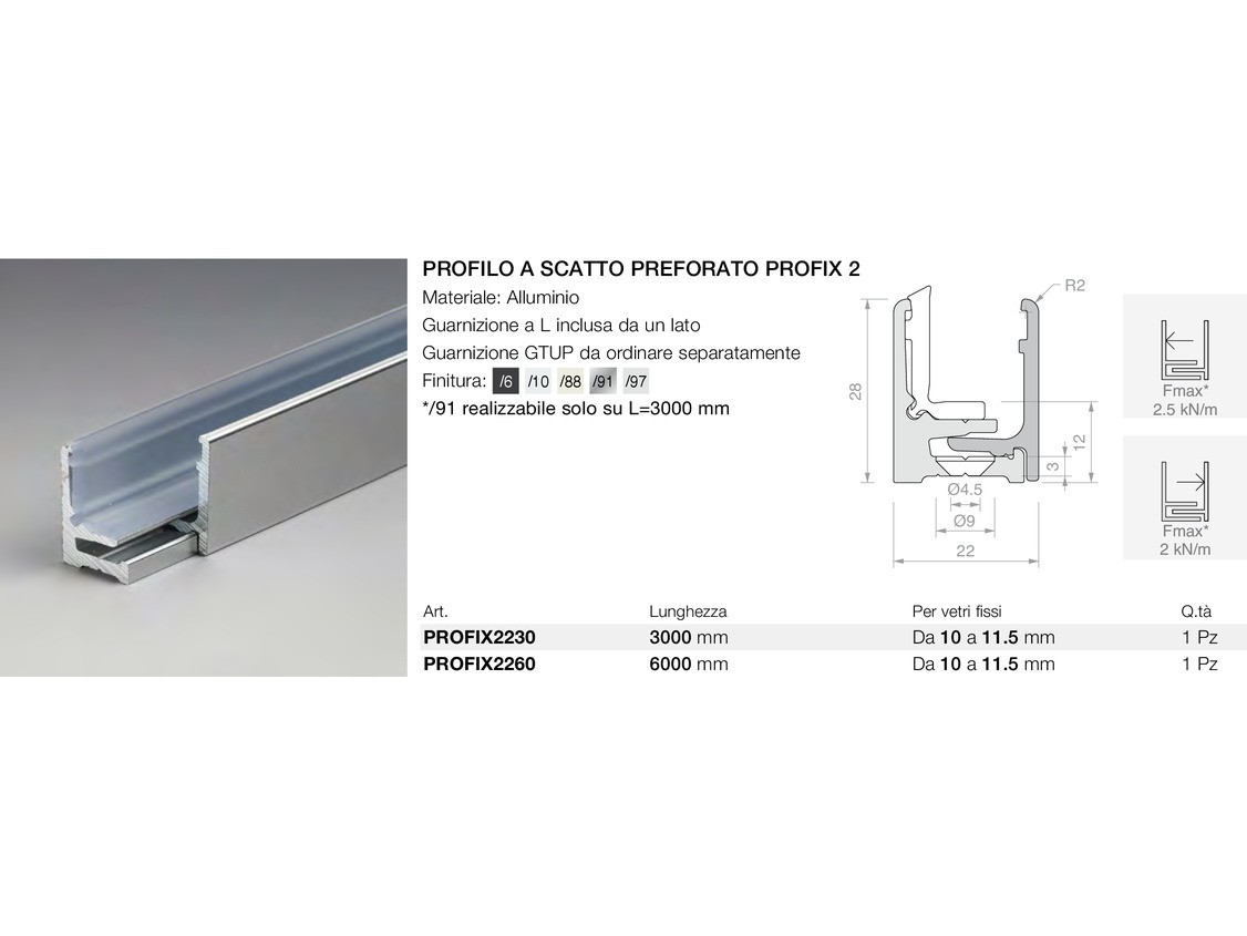 Profilo a scatto preforato profix 2 Logli Massimo Saint Gobain