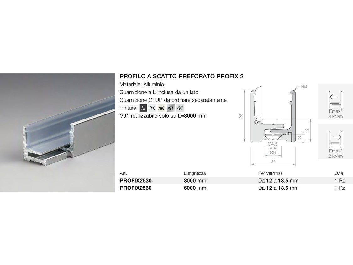 Profilo a scatto preforato profix 2 Logli Massimo Saint Gobain