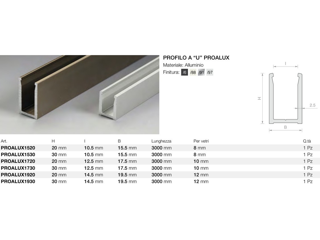 Profilo a “u” proalux Logli Massimo Saint Gobain