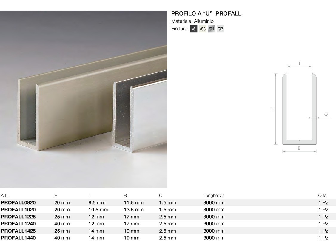 Profilo a “u” profall Logli Massimo Saint Gobain