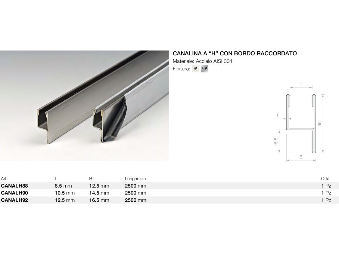 Canalina a “h” con bordo raccordato Logli Massimo Saint Gobain