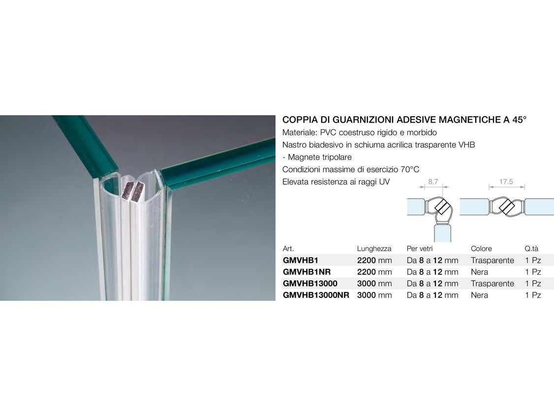 Coppia di guarnizioni adesive magnetiche a 45° Logli Massimo Saint Gobain