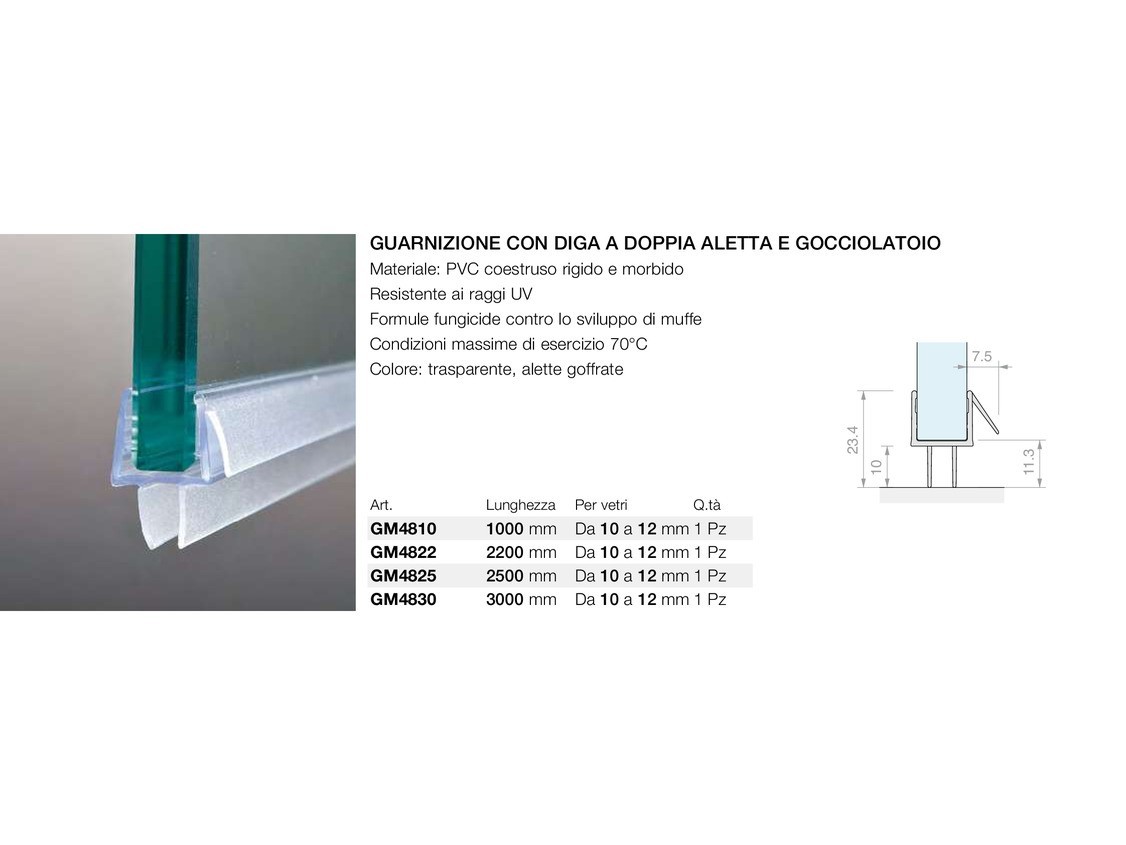 Guarnizione con diga a doppia aletta e gocciolatoio Logli Massimo Saint Gobain